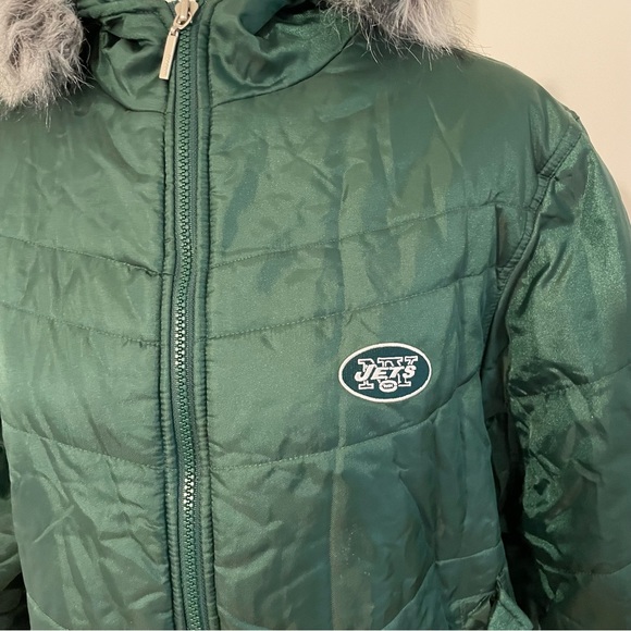 Vintage Reebok New York Jets NFL hooded puffy jacket fur trim - Picture 12 of 16